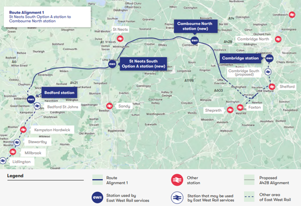 East West Rail Update - 5 possible routes - Robinson & Hall